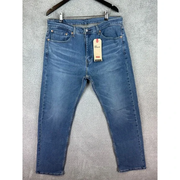 Levis 505 Jeans Men 36x32 Blue Straight Leg Regular Fit Denim Stretch New